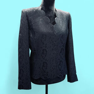 Neiman Marcus Albert Nipon Vintage Whimsigoth Black Formal Blazer Jacket Medium